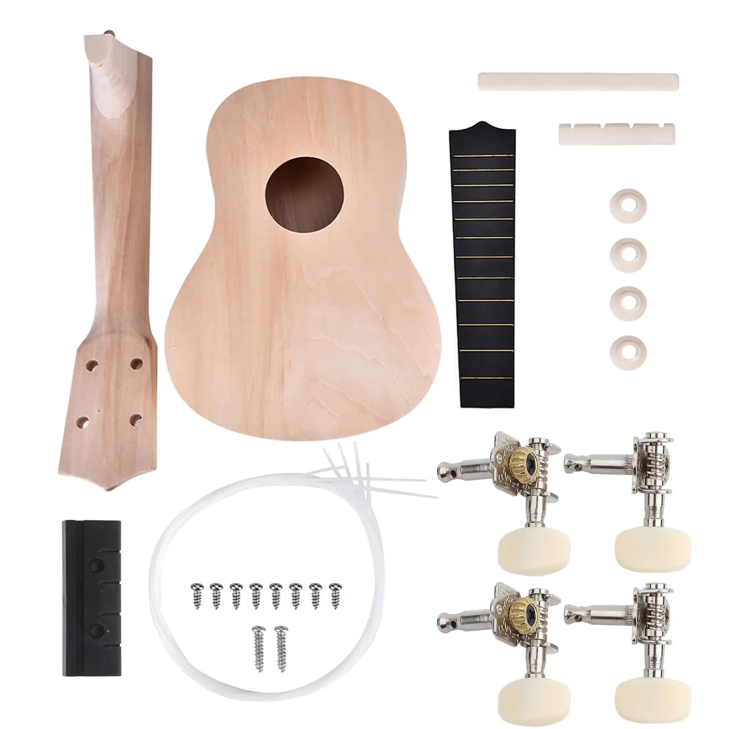 21inch Basswood 4 String Ukelele DIY Kit Instrument Accessory Basswood Ukelele Ukelele DIY Kit DIY Ukelele Instrument Accessory
