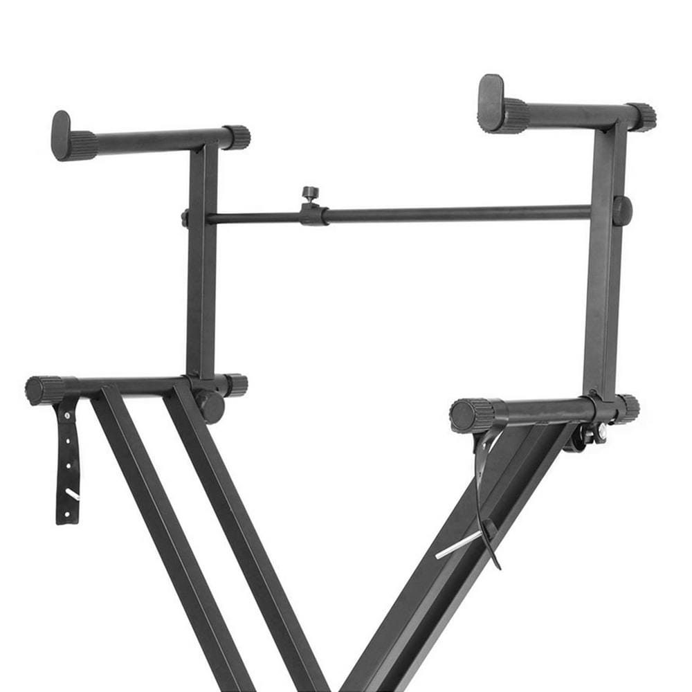 Double Keyboard Stand X Shaped Digital Piano Display Holder Sturdy Musical Performance Rack With Locking Straps Heavy Duty