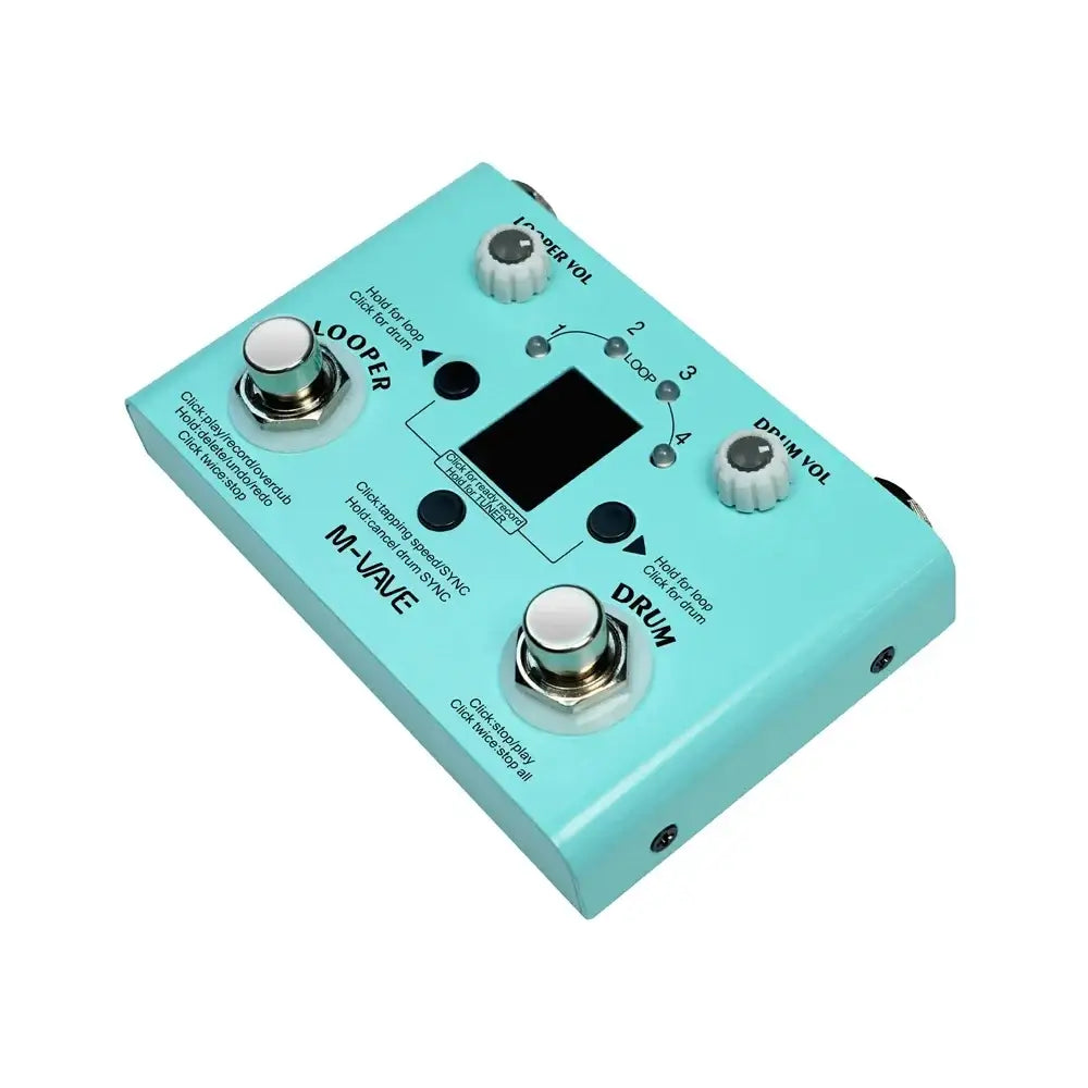 M-vave Lost Tempo Drum Machines & Looper Pedal - 4-Mode Tuner/Drum 30 Presets 11 Mins Recoding Time,for Guitar/Bass Effects