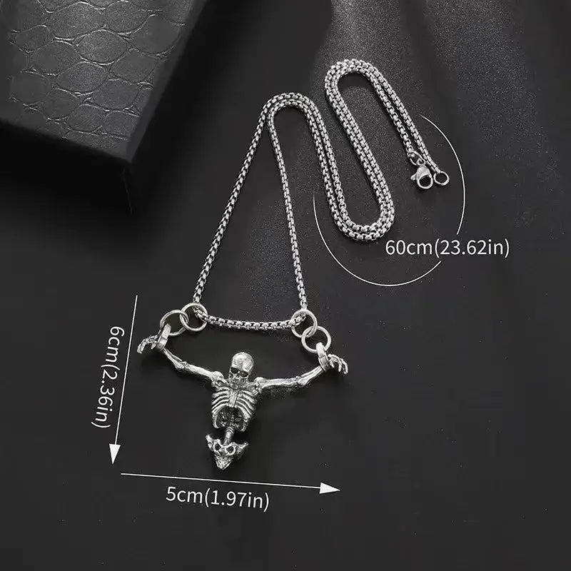 Punk Style Punished Man Skull Pendant Necklace Men Vintage Creative Hip Hop Personalized Necklace Party Jewelry Accessories