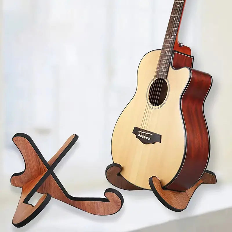 Wooden Guitar Stand For Acoustic And Electric Instruments Portable Shaped Floor Display Holder For Ukulele Mandolin Bass