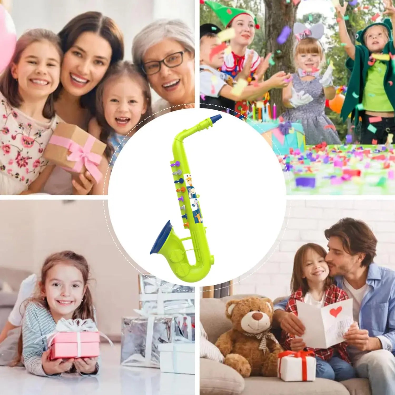 Kids Saxophone Toy 8 Key Educational Musical Instrument for Beginners Children Music Learning Preschool Classroom Birthday Gift
