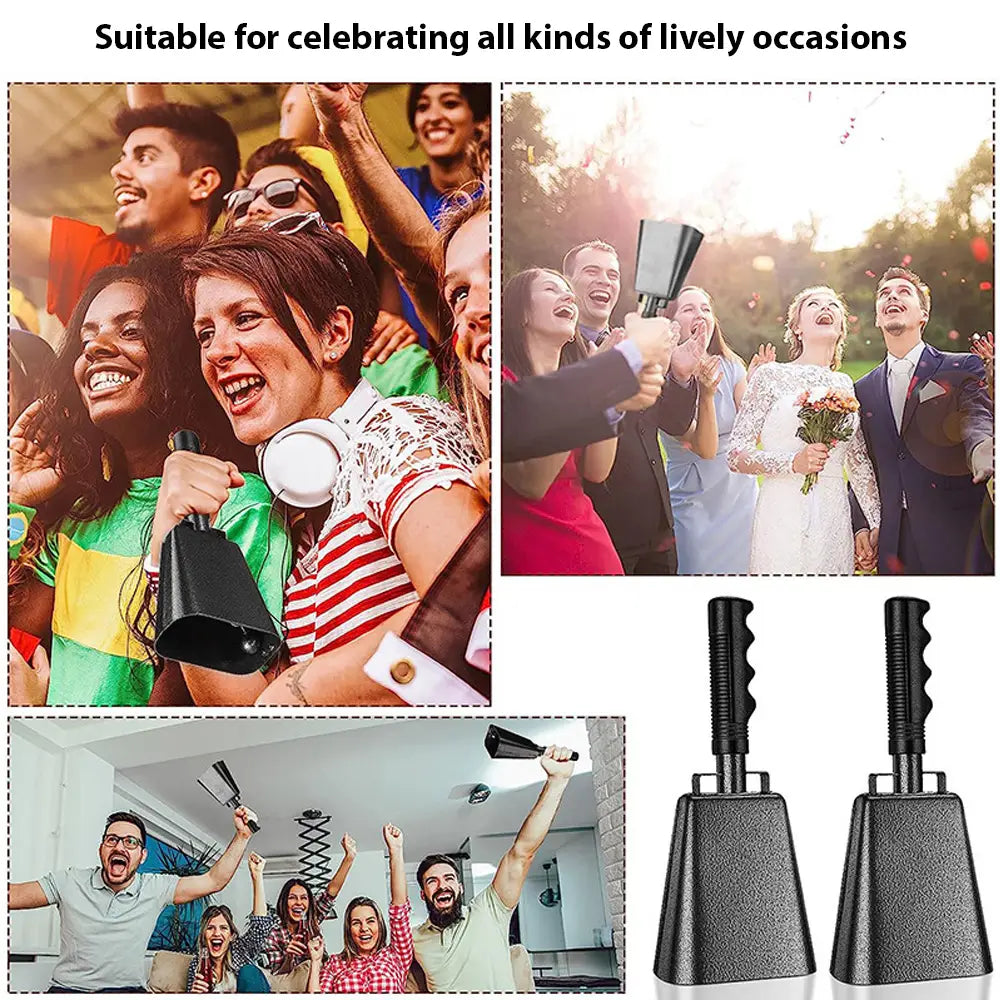 10 Inch Cowbell Noise Makers Percussion Musical Instrument Iron Decorations School Hand Bells with Handle for Games Sports