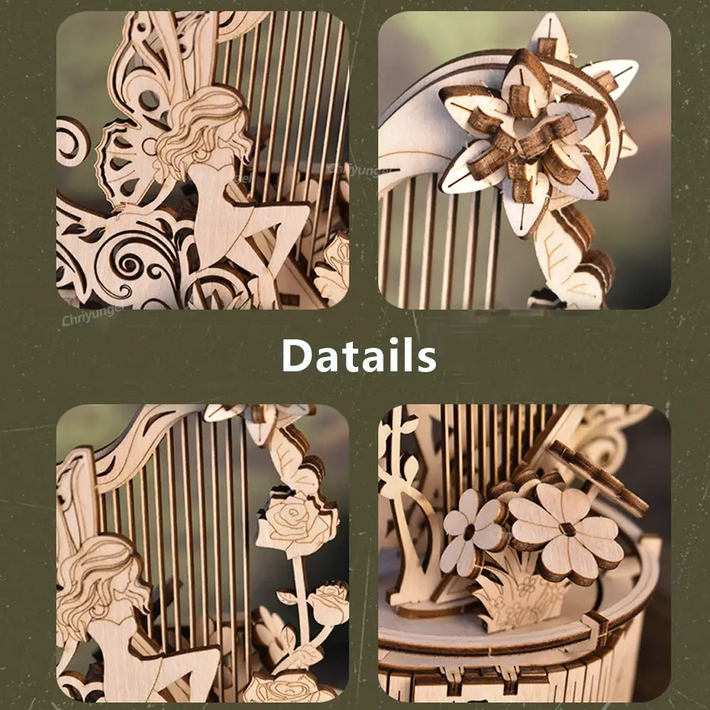 3D Wooden Puzzle Moon Star Model Music Box Building Kits Rotating Craft Decor Educational STEM Toy Gift for Adults Teens Kids