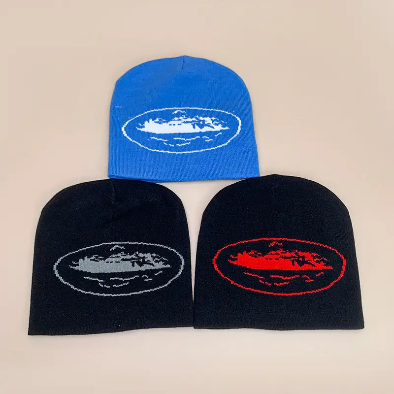 New Retro European American Knitted Hat for Men Women Street Hip-Hop Skateboarding Printing Beanies Hat Autumn Winter Warm