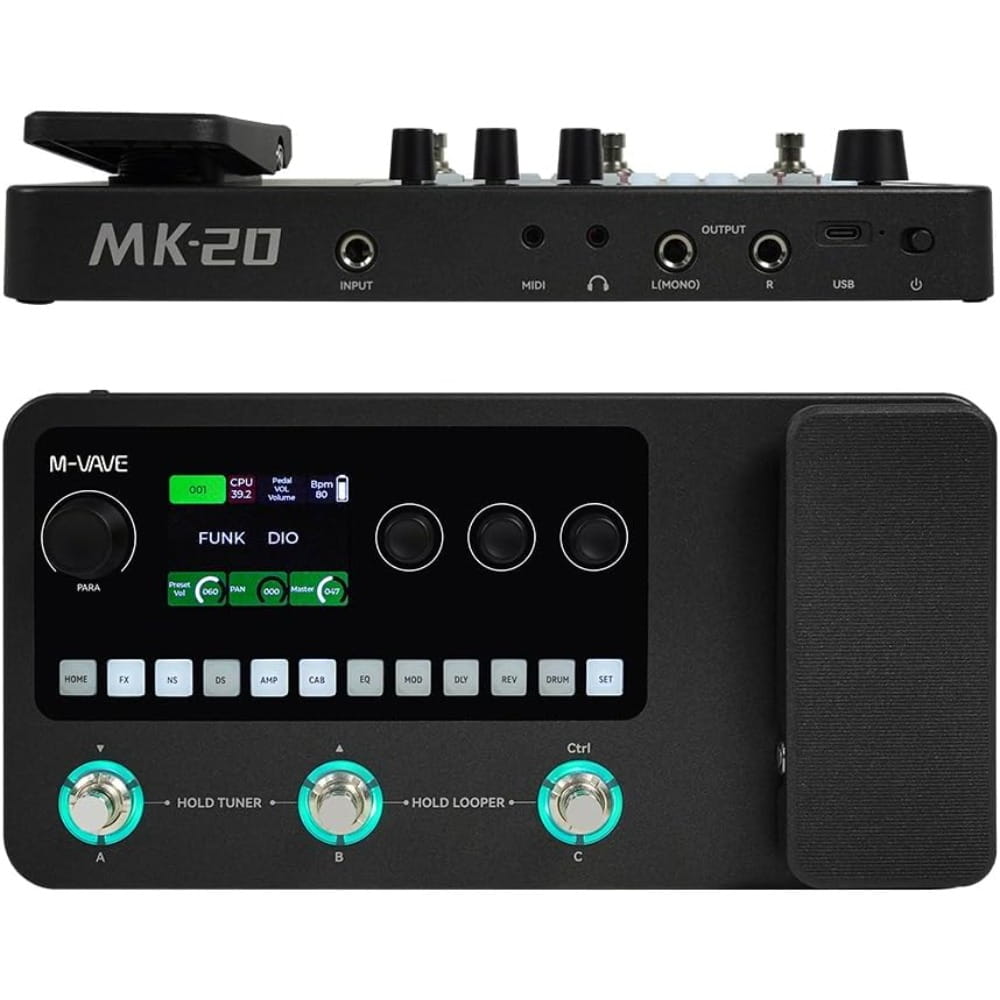 M-VAVE MK-20 Effect Pedal Guitar and Bass Multi-Function Effects Pedal with Drum Machine and Loop Function