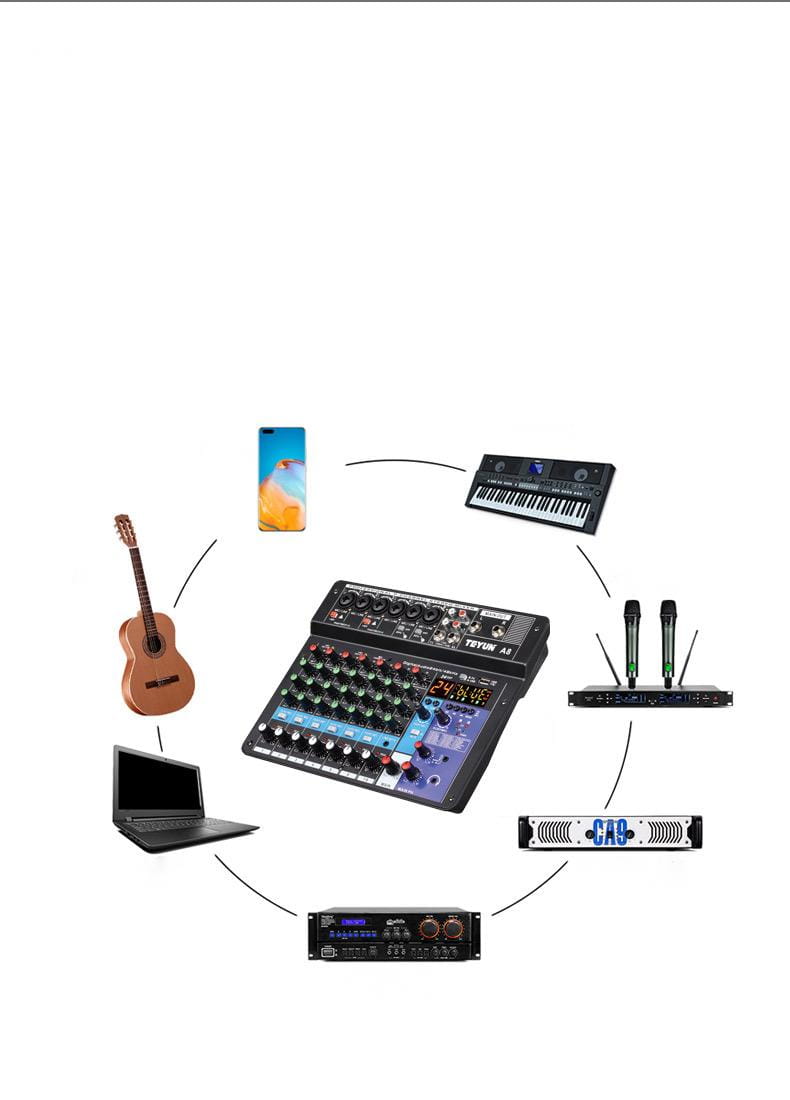 Professional 8-6-4 channel digital mixer sound card microphone mobile phone live broadcast computer recording DJ audio equipment