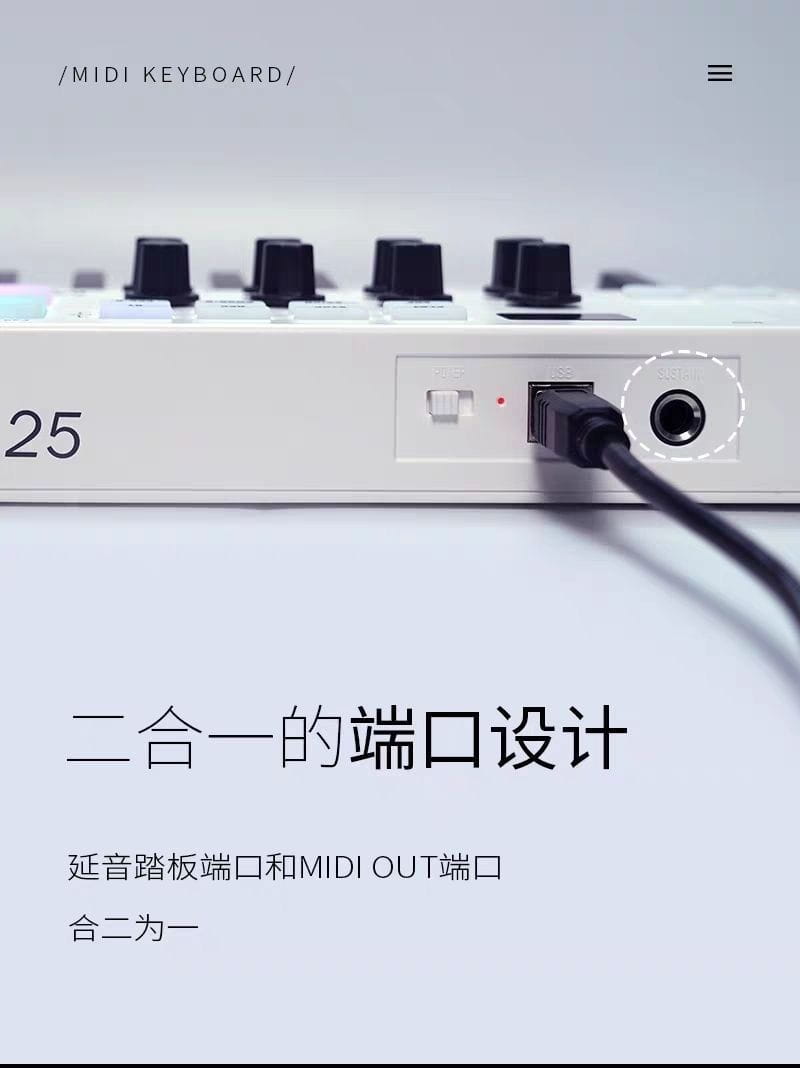 25 Key Portable MIDI Keyboard Controller with Drum Pads Wireless Bluetooth Connectivity for Music Production