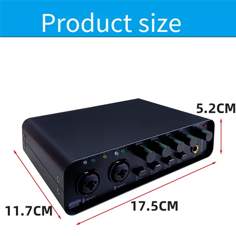 CABE-Professional Sound Card Audio Interface With Monitoring Function Electric Guitar Live Recording For Studio Singing Micropho