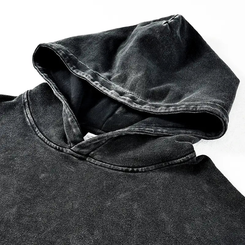 Men’s Hip Hop 2024 Winter Street Wear Oversize Hoodie Sportswear Harajuku Retro Pattern Washed Cotton Hoodie Unisex