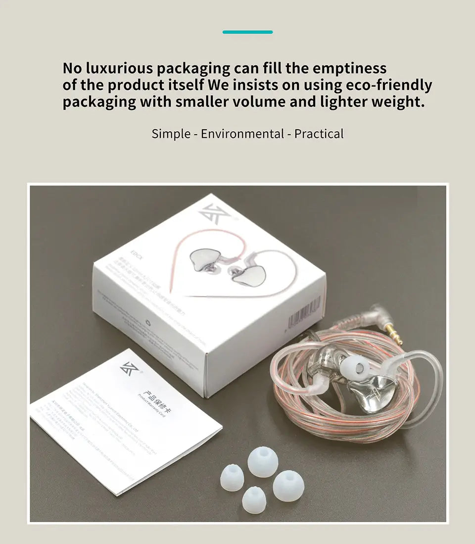 KZ EDCX In-Ear Wired Earphone Monitor HiFi Music Headphones Sport Noise Reduction Game Bass DJ Outdoor Earbuds Dynamic Headset
