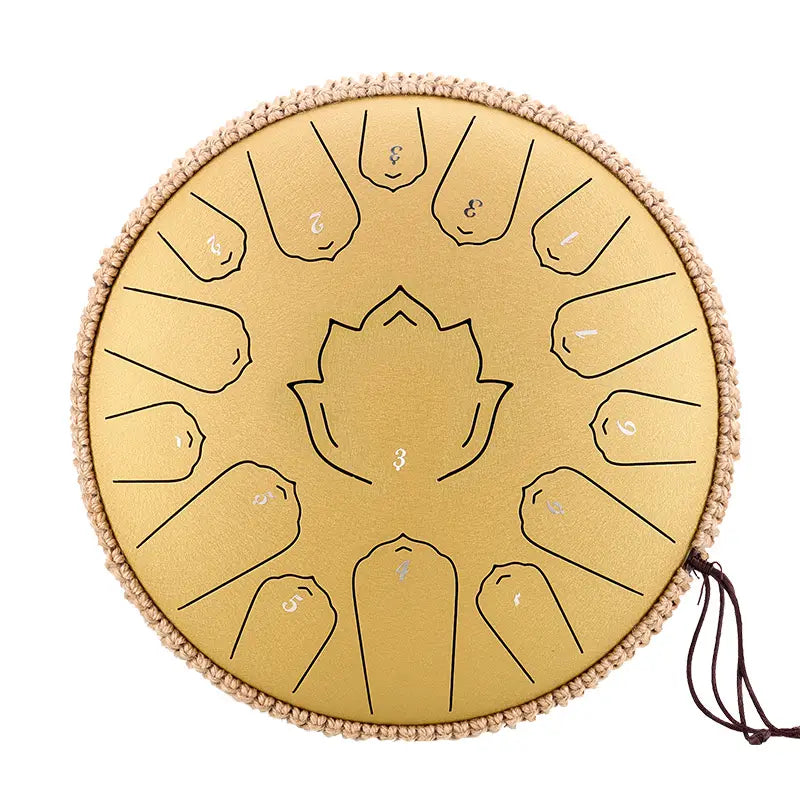 Hluru Steel Tongue Drum Glucophone 13 Inch 15 Notes C Tone Music Drum Ethereal Drum Percussion Musical Instruments Steel Drum