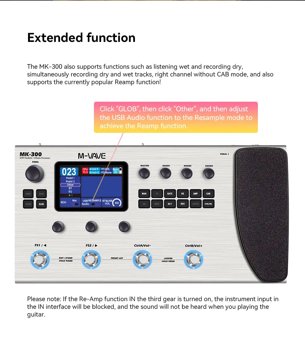 M-VAVE MK-300 Guitar/Bass Multi-Effect Processor Pedal | 300s Looper + 128 Drum MIDI DAW | ANN Neural Modeling 120AMP 360FX