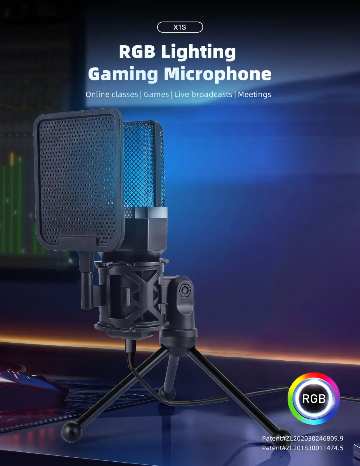 Computer Professional Gaming Condenser Microphone Karaoke Mic PC Laptop USB Wired Live Streaming Podcast Studio Mike Kit Gamer
