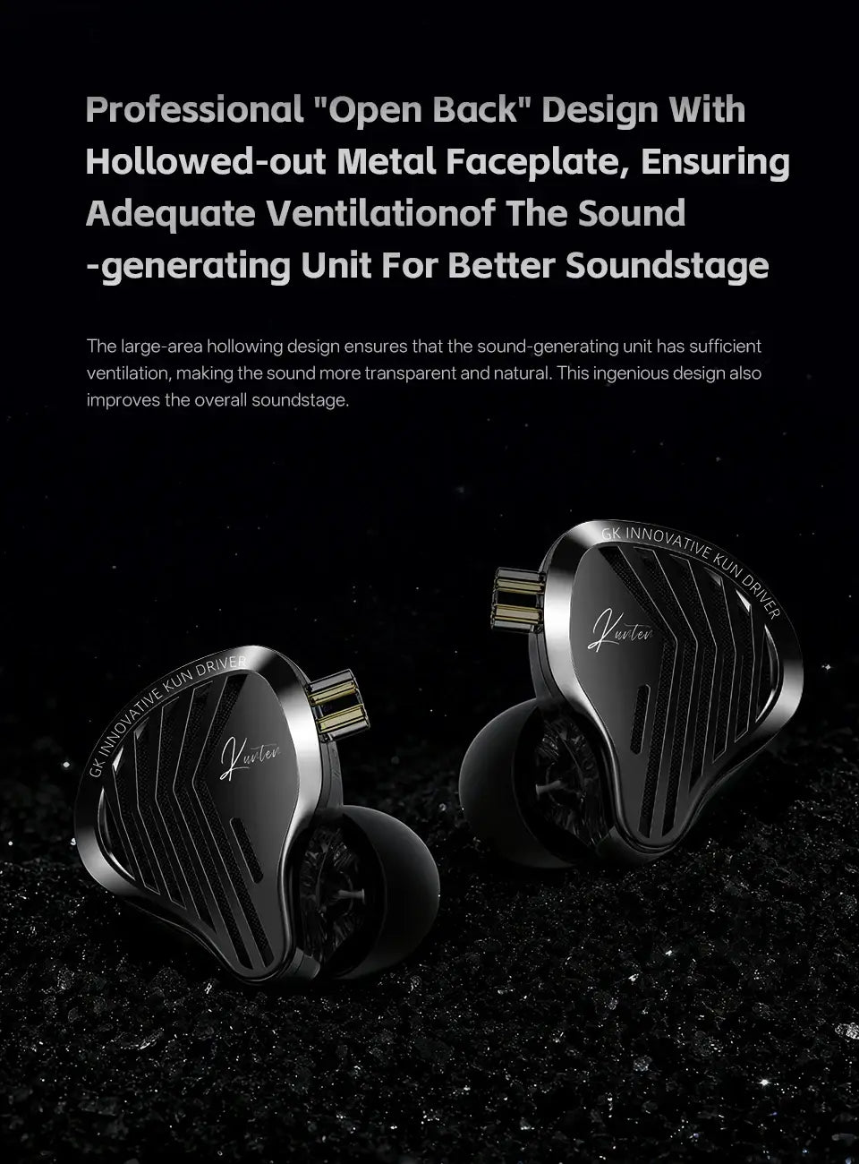 GK KUNTEN Dynamic Drive Headphones HIFI Heavy Bass Earbuds Sports Metal Headphones Detachable Headphones Gaming Headset Type-C