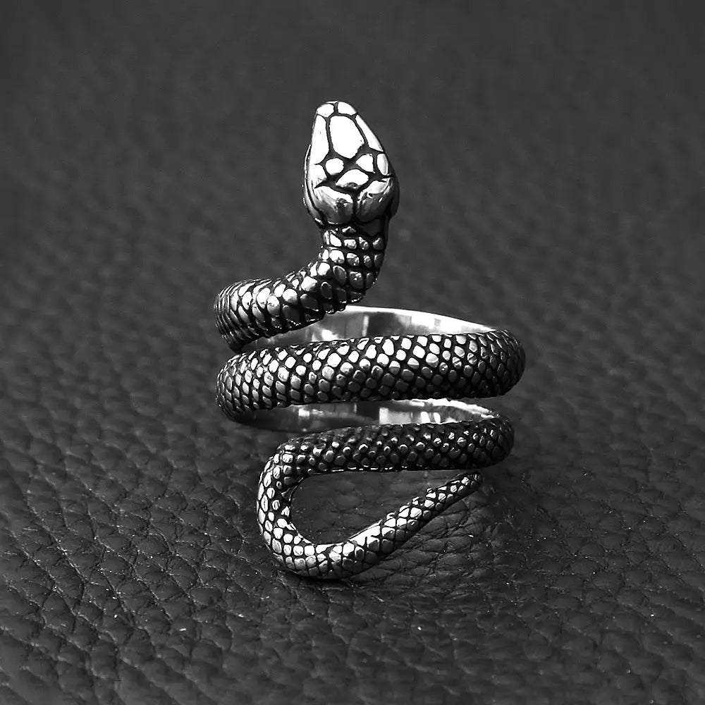Punk Fashion Stainless Steel Snake Ring For Men Women Vintage Biker Hip Hop Couple Animal Ring Simple Jewelry Gifts Dropshipping