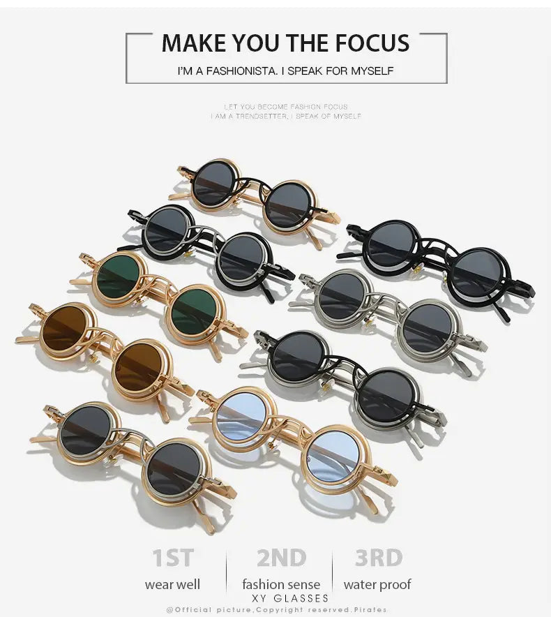 New Round Sunglasses Unisex Women Men Steampunk Glasses Personality Hip-hop Fashion Sun Shades UV400 Small Eyewear