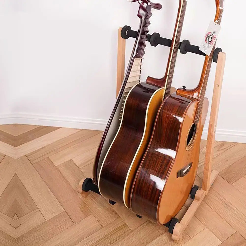 4 Rows Multi Guitar Wooden Stand Floor Display Stand Can Hang Bass Electric Guitar Ukulele Bass Instrument Playing Accessories