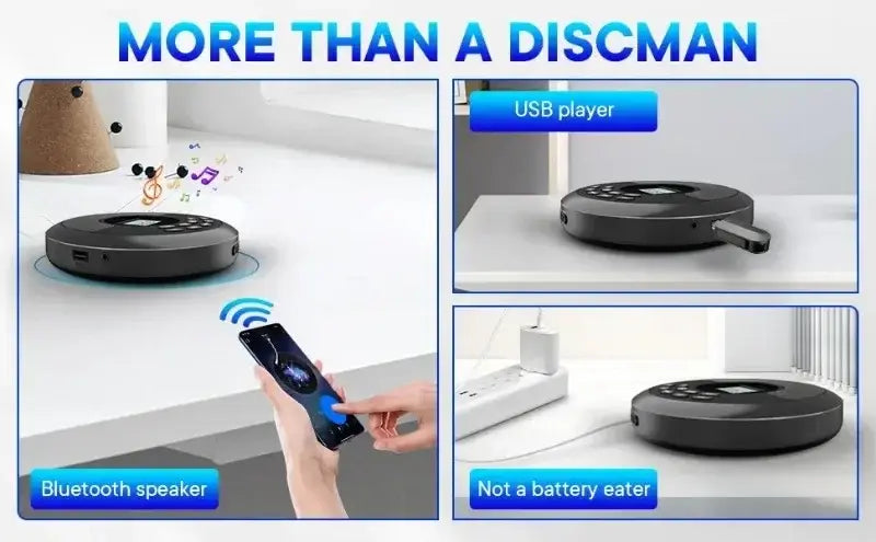 CD Player with Speaker Stereo and Headphones Bluetooth USB MP3 Music U Disk Album Players Portable Rechargeable Discman Walkman