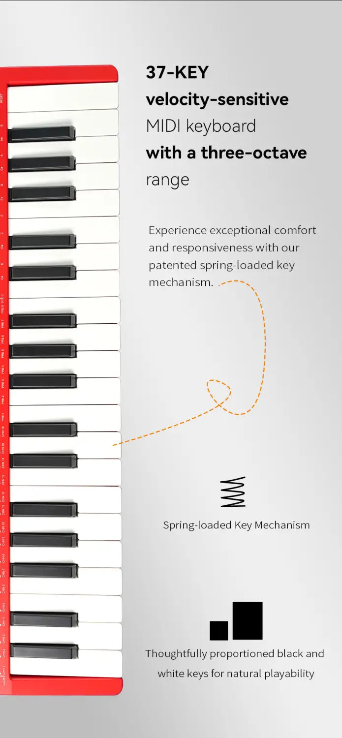 M-VAVE SMK-37 PRO Keyboard MIDI Controller 37 Key 16 RGB Pads&8 Knobs Supports Wireless Connection Systems Software Operation