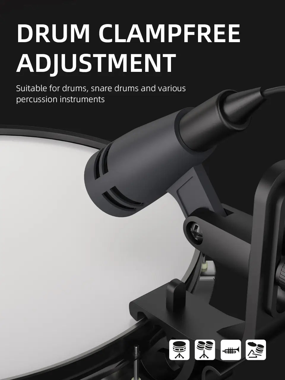 Drum Microphone E604 Tom Snare Cardioid Instrument Wired With Clip Arm Mount for Professional Recording