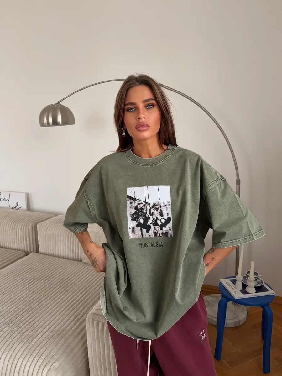 Sumuyoo 100% Cotton Women’s Retro Printed T-shirt Men Vintage Short-sleeve Wax printing T Shirts Fashion Hip Hop Loose Tees
