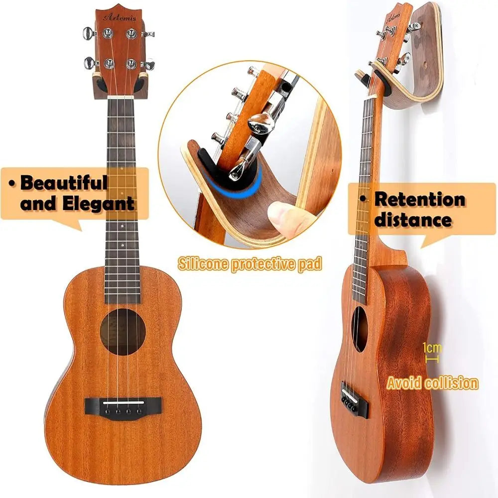 Unique Design Wooden Bracket Guitar Hanger Wall Mount Bass Storage Ukulele Hook