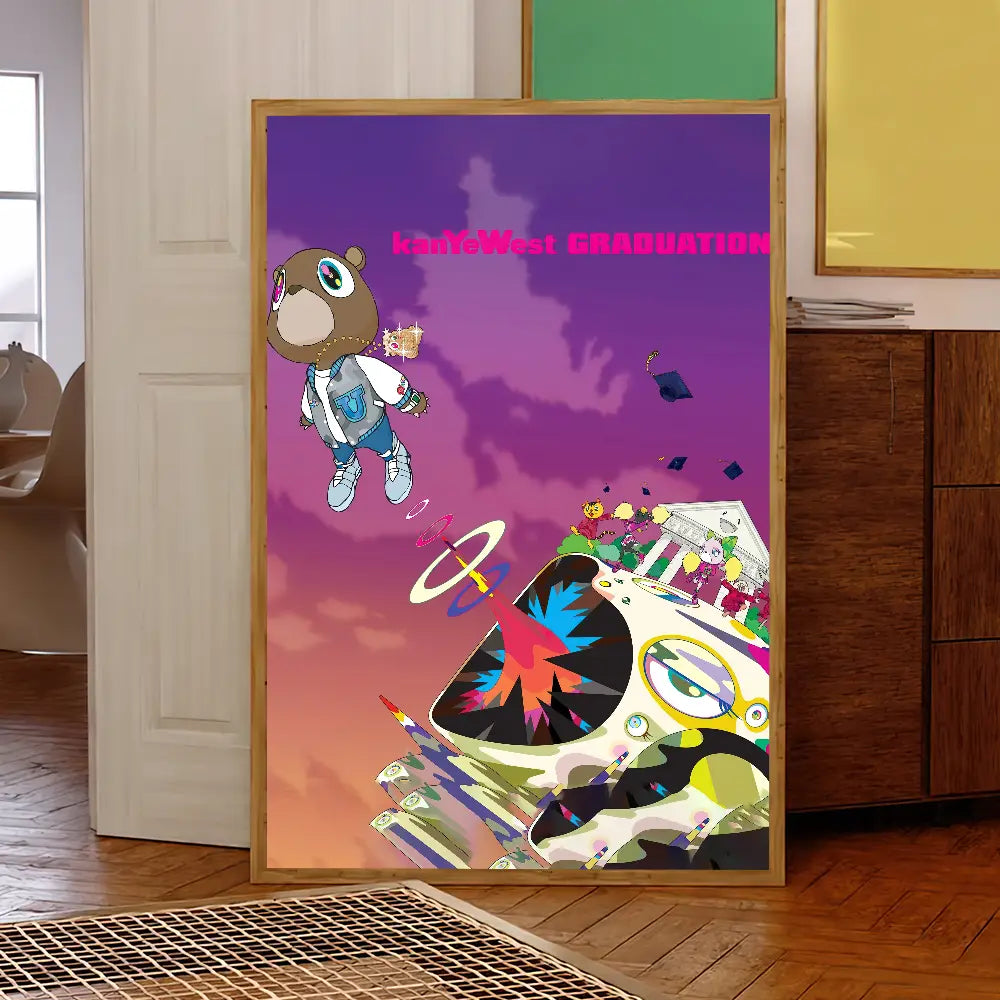 Rapper K-Kanye W-West Bully Album Poster Prints Wall Sticker Decoration Painting Self Adhesive Bedroom Living Office Home Room