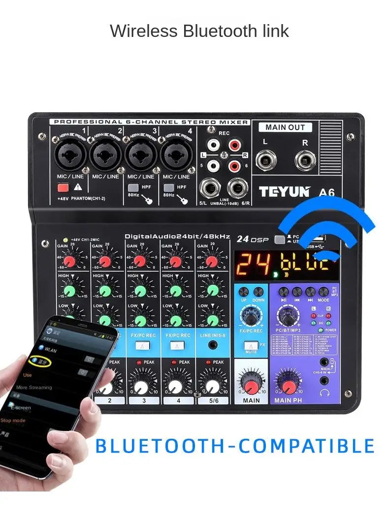 Professional 8-6-4 channel digital mixer sound card microphone mobile phone live broadcast computer recording DJ audio equipment