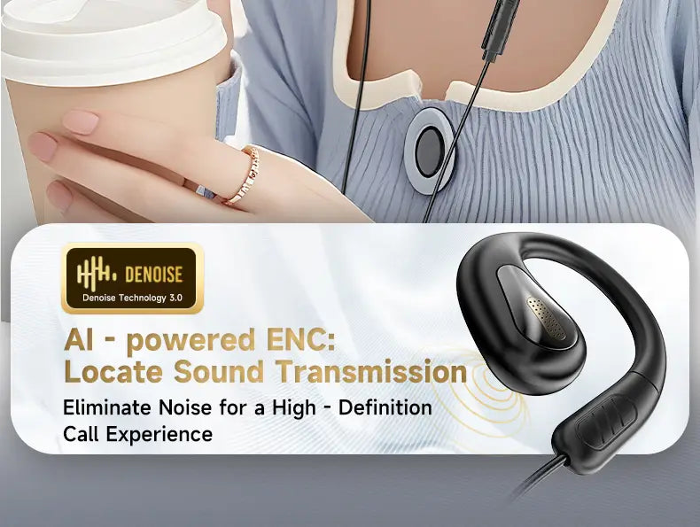 NEW Clip-on Type C&3.5mm Wired Control Headphone 9D Surround Sound Earbuds Sports Headsets ENC Earphones With HD Mic For Samsung