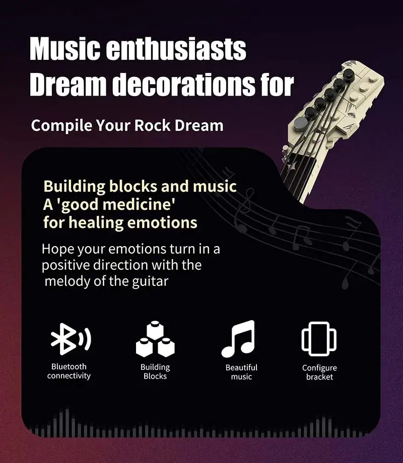 Artist Guitar APP Control Building Blocks Bricks Technical With Bluetooth Audio USB Gift Music Playback Adult Toys Festival Gift