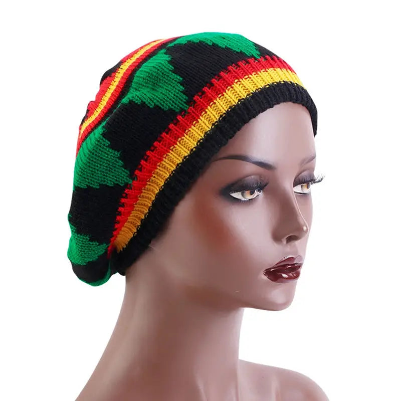 Jamaican Multi-colour Printed Knitted Hat Bob Rasta Beanie Hats Hip Hop Cap Men Women Caribbean Fancy Dress Reggae Beret Cap