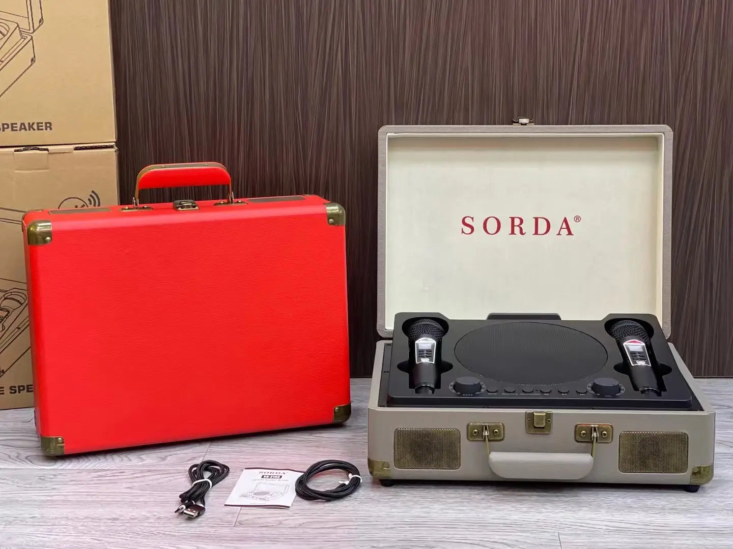 Retro High-quality Bluetooth Speaker Wireless Portable Home Theater KTV Outdoor Suitcase Karaoke Microphone Speakers SD2109