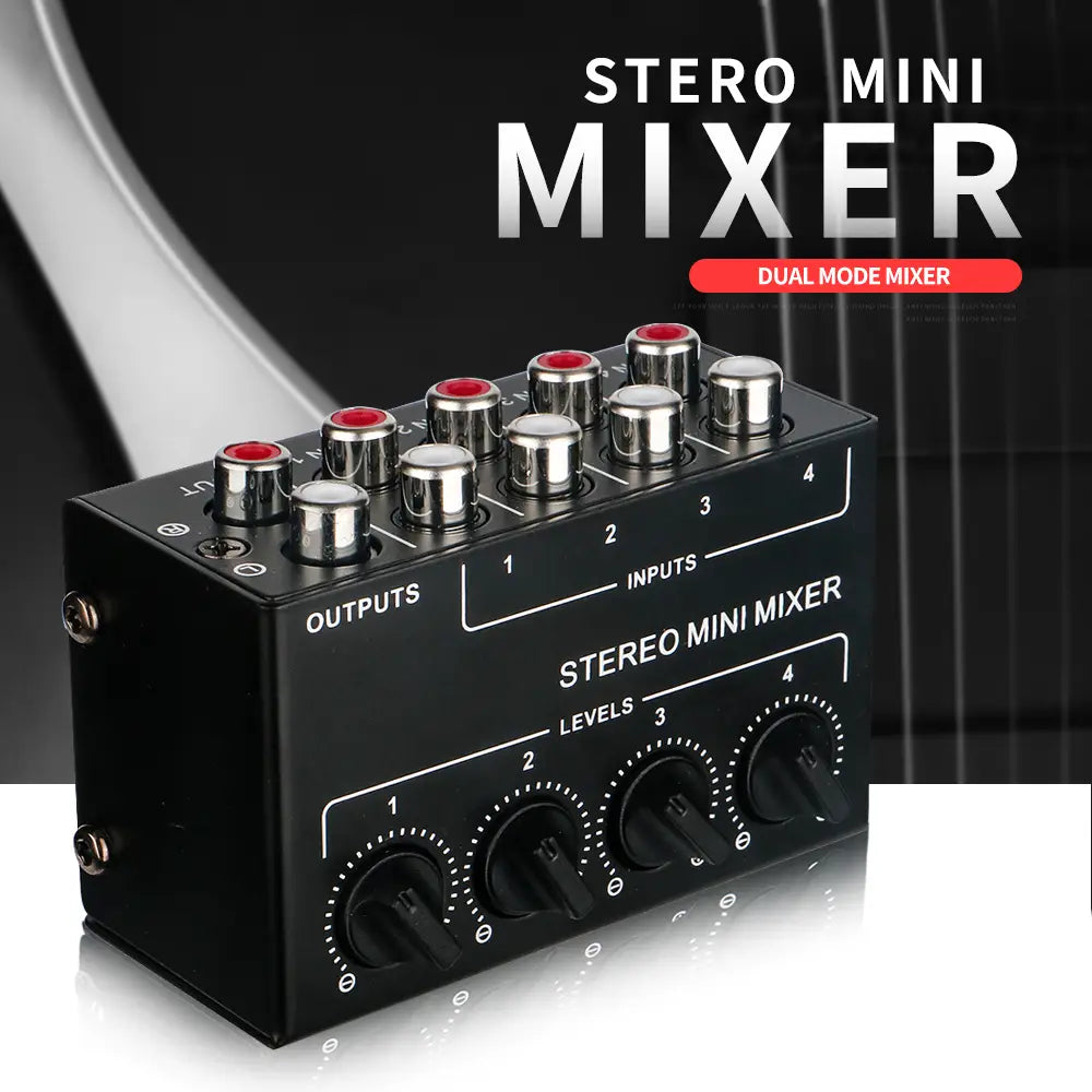 4 6 Channels Stereo Passive Mixer Audio Mixer Portable Sound Mixer RCA Input Ultra Low Noise for Live Studio CD Players