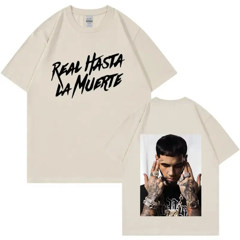 Rapper Anuel AA Real Hasta La Muerte T Shirt Men Casual Cotton T-shirts Fashion Hip Hop Vintage Oversized Tee Shirt Unisex