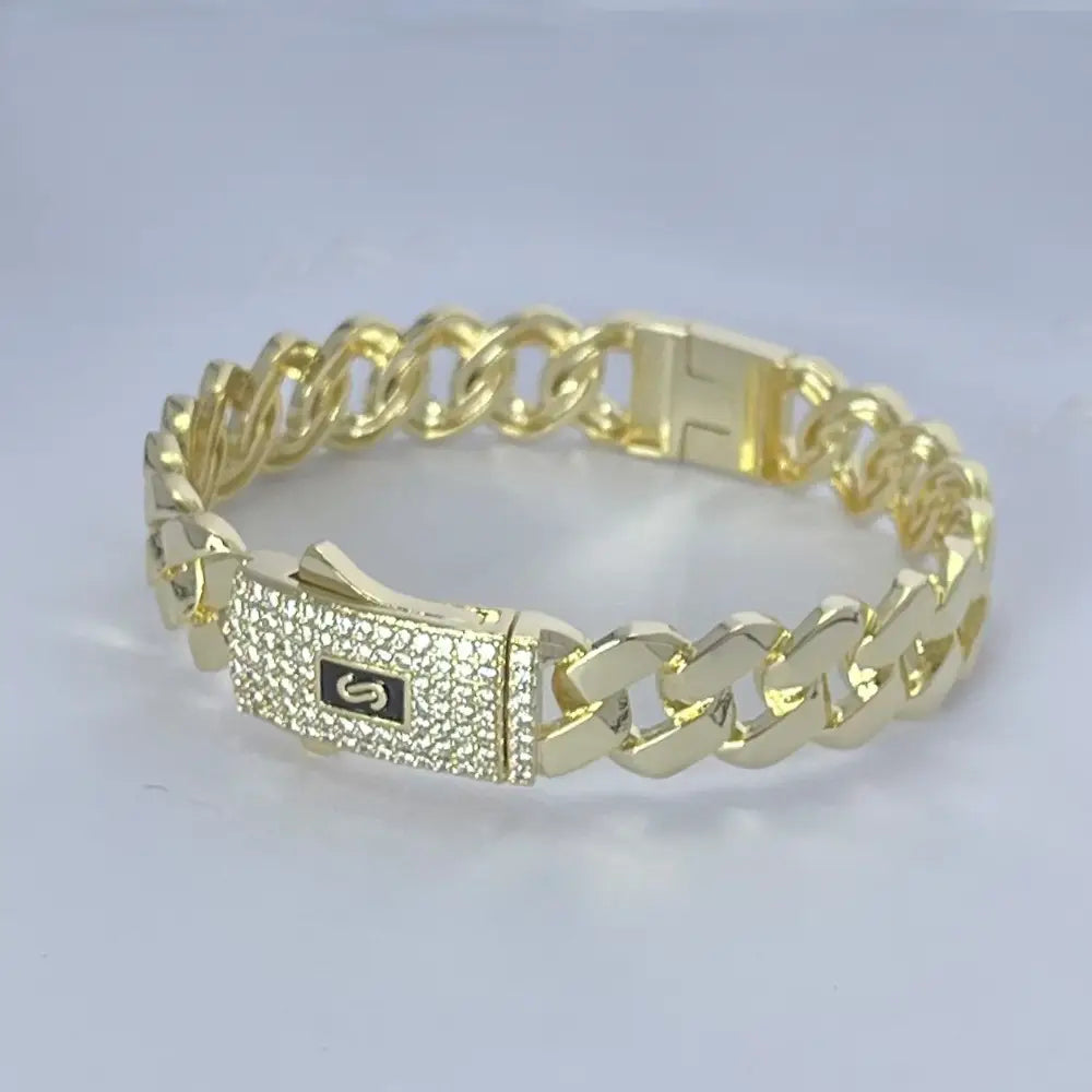 New hip hop Cuban bracelet Monaco hip hop bracelet 14K gold-plated copper unisex available for wholesale.