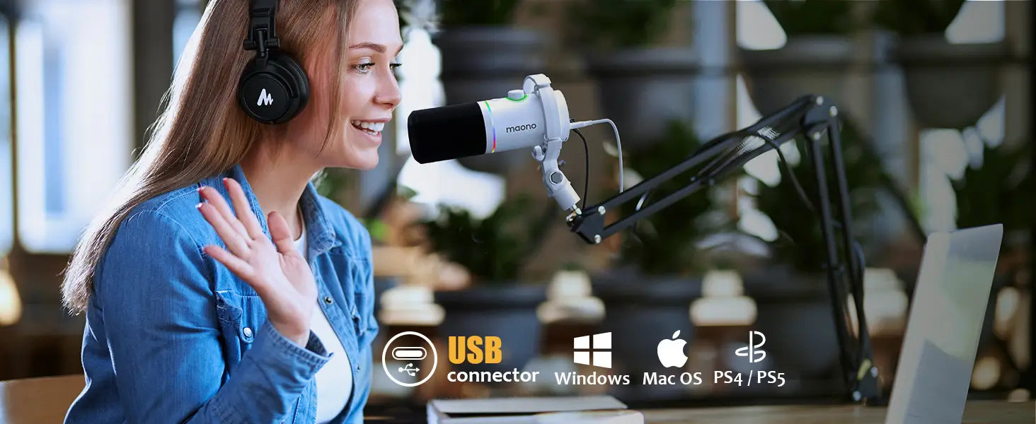 maono PD200X XLR\USB Dynamic Microphone for Gaming Recording Streaming Youtube Metal Mic with Software Tap-to-Mute Gain Knob