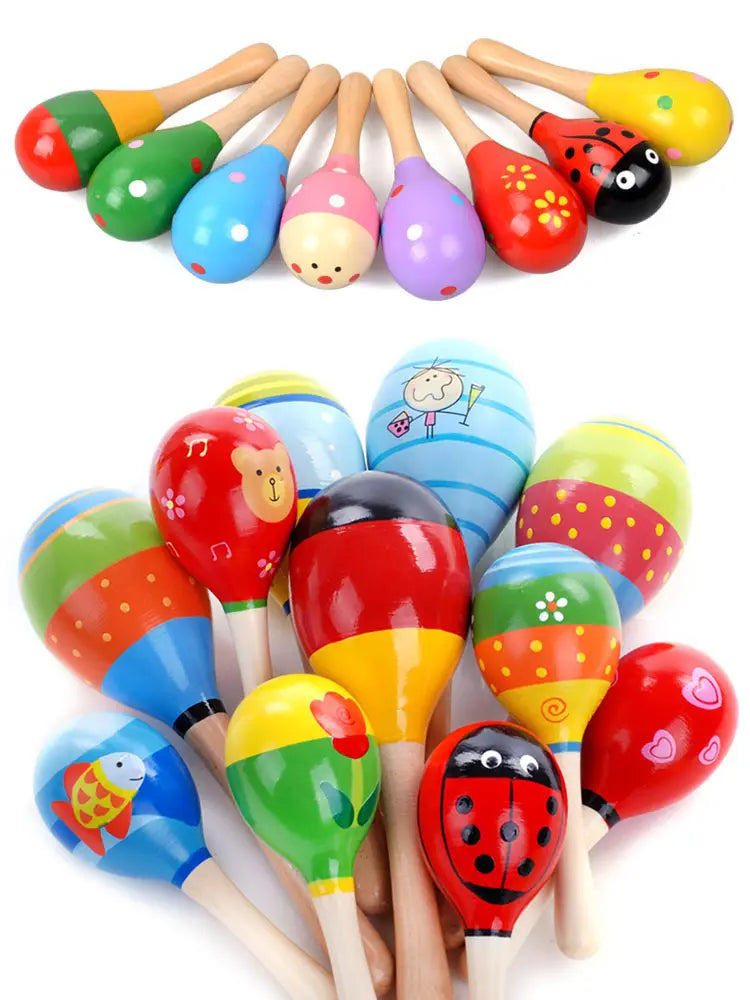 2pcs Sand Hammers Wooden Toys 2Sizes Available Musical Instrument Children Orff Instruments Brain-boosting Montessori Games TMZ