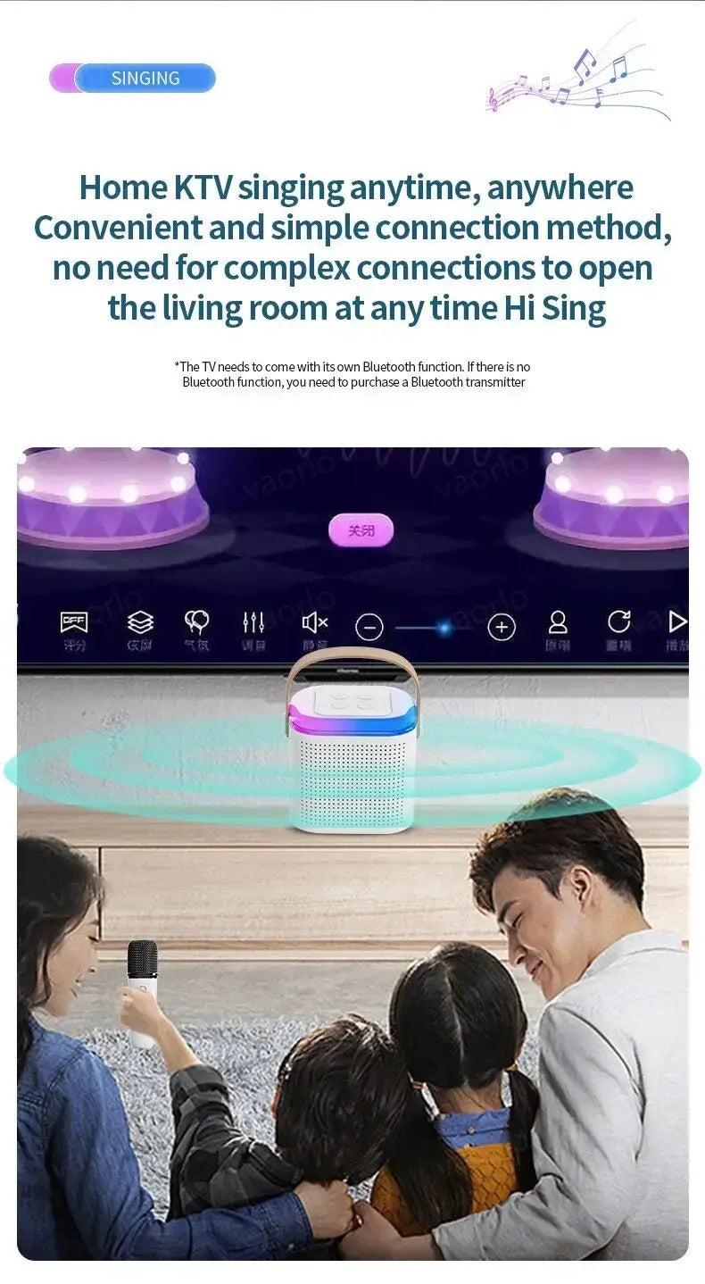 Karaoke Wireless Portable Bluetooth Speaker With Microphone Machine Mini Lamp Sound Box Music Small Caixa De Som Bocina Column