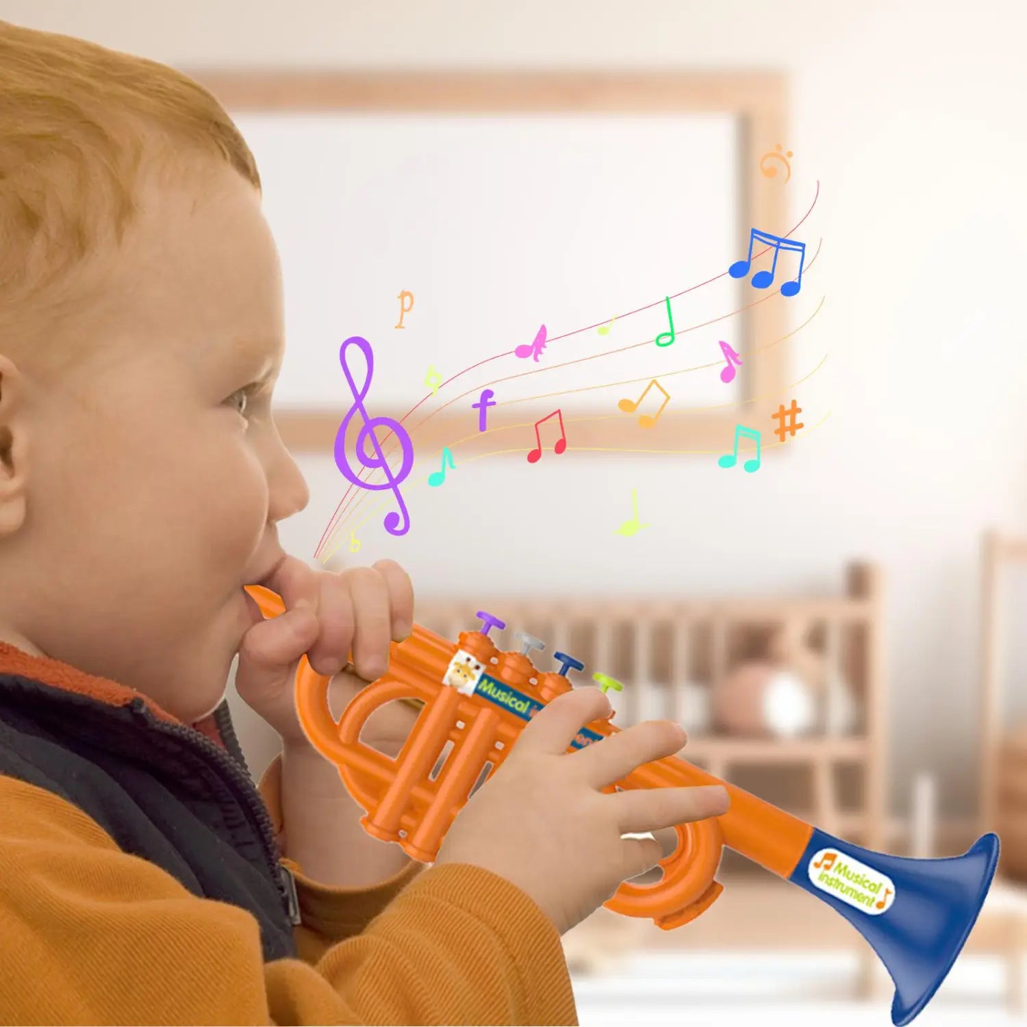 Trumpet Toy for Kids Boys Educational Simulated Trumpet Instruments Toy Children’s Early Childhood Musical Instrument for Boys