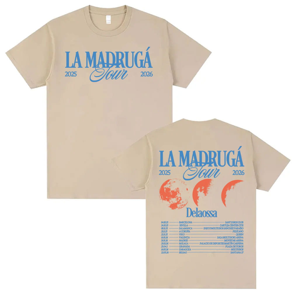 Rapper Delaossa La Madruga Tour 2026 T Shirts Men’s Clothing Harajuku Hip Hop Street T-shirts Casual Cotton Short Sleeve T-shirt