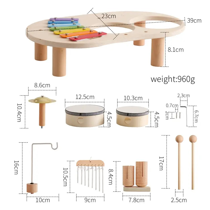 Baby Educational Toys Wooden Aeolian Bells Montessori Children’s Musical Toys Xylophone Newborn Birthday Gifts Music Table Toys