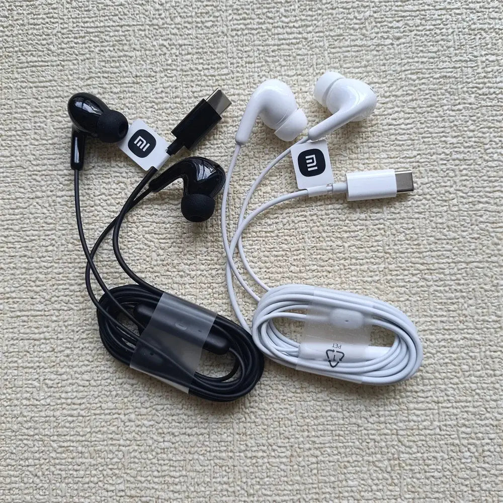 Original Type C Wired Headphones In Ear Headset Wired Earphones with Microphone Stereo Earbuds For Redmi POCO Huawei Samsung