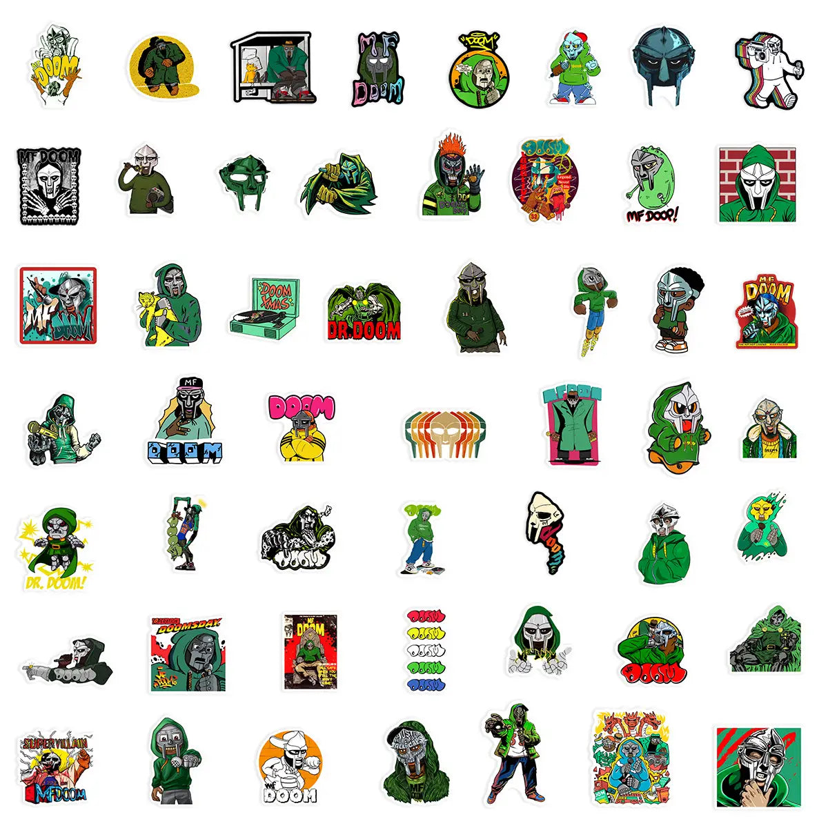 50Pcs Hip Hop Rapper Mf Doom Stickers Singer Graffiti DIY Skateboard Phone Luggage Laptop Guitar Decals
