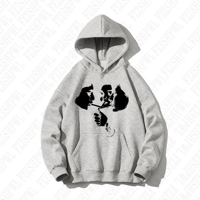 2025 hot trend 2000s men’s fashion Harajuku Gothic pattern sports hoodie retro punk hip-hop casual streetwear