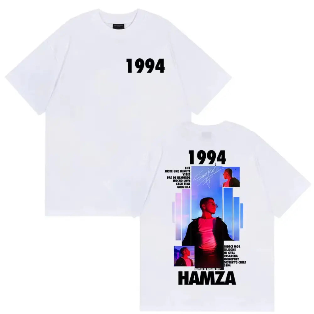 Rapper HAMZA 1994 Tour Album 2025 Graphic T Shirts Men Women Retro Fashion Cotton Short Sleeve T-shirt Hip Hop O-Neck Clothing