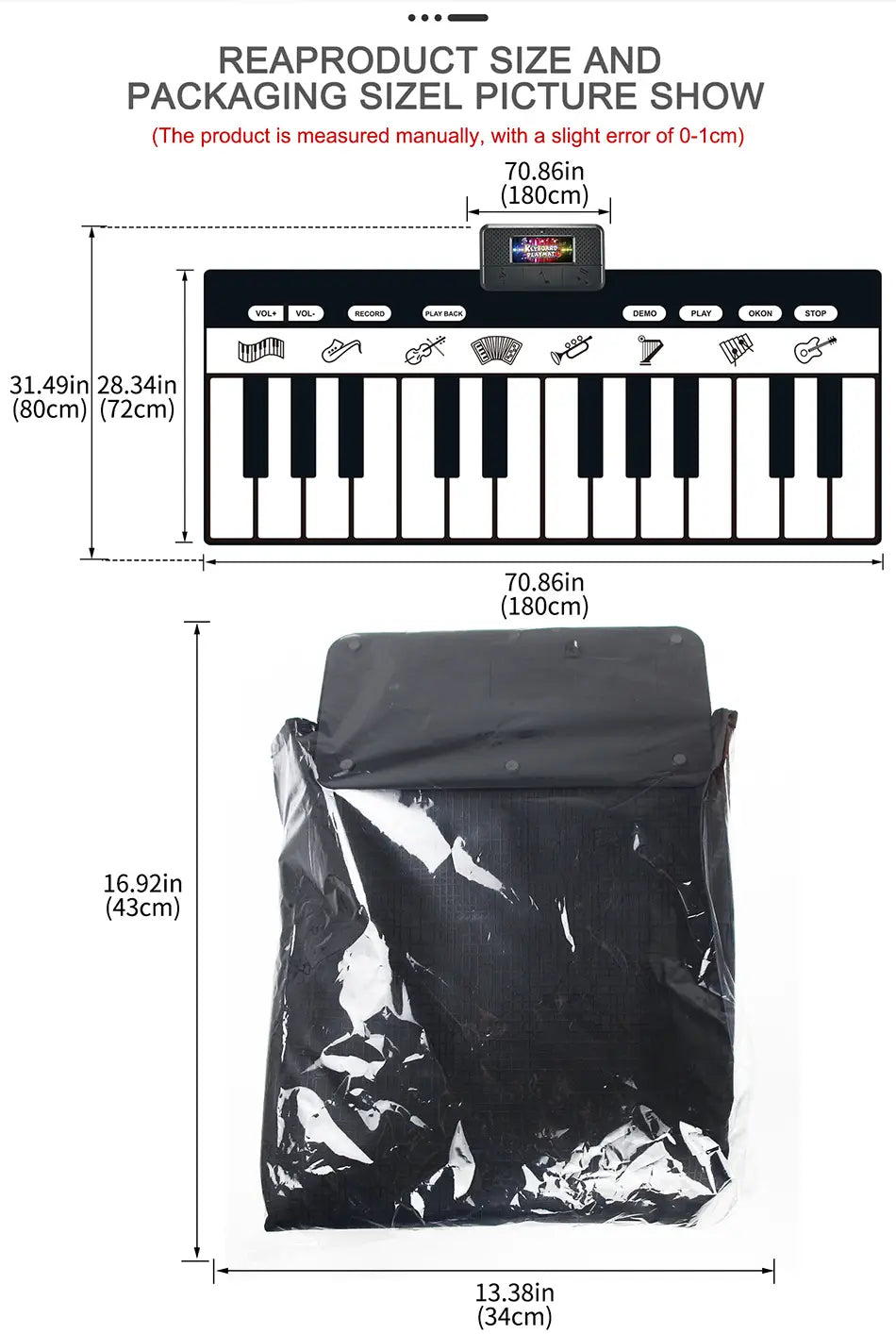 180x72cm Children Musical Toys Play Piano Keyboard Mat Music Instrument Game Carpet Multifunction Educational Toys For Kids Gift