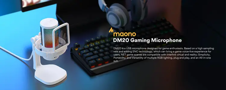 NEW Model DM20 Professional AmpliGame Mic Live Streaming Condenser Desktop RGB Gaming USB Recording Studio Microphone