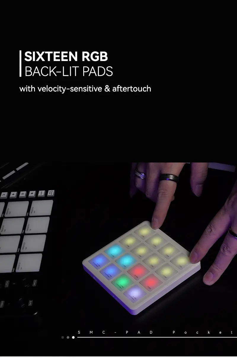 M-VAVE SMC-PAD Pocket Pad Portable Wireless MIDI Controller 16 Pads Suitable Percussion DJ Music Arranger Keyboard Controller
