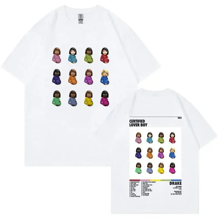 Rapper Drake Certified Lover Boy Album Print Graphic T Shirt Unisex Hip Hop Fashion T-shirt Women’s Oversized T-shirts